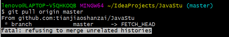  Git :fatal: refusing to merge unrelated histories